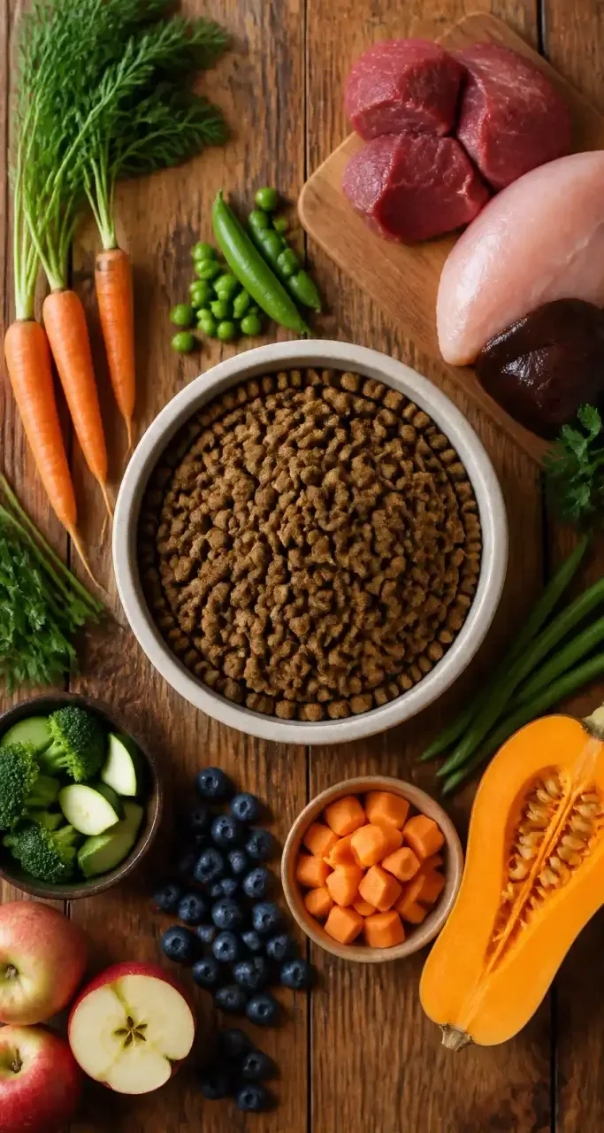 Gamelle de croquettes naturelles pr&eacute;par&eacute;e pour une alimentation canine saine