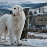 Berger de podhale blanc en hiver, neige et pâturages