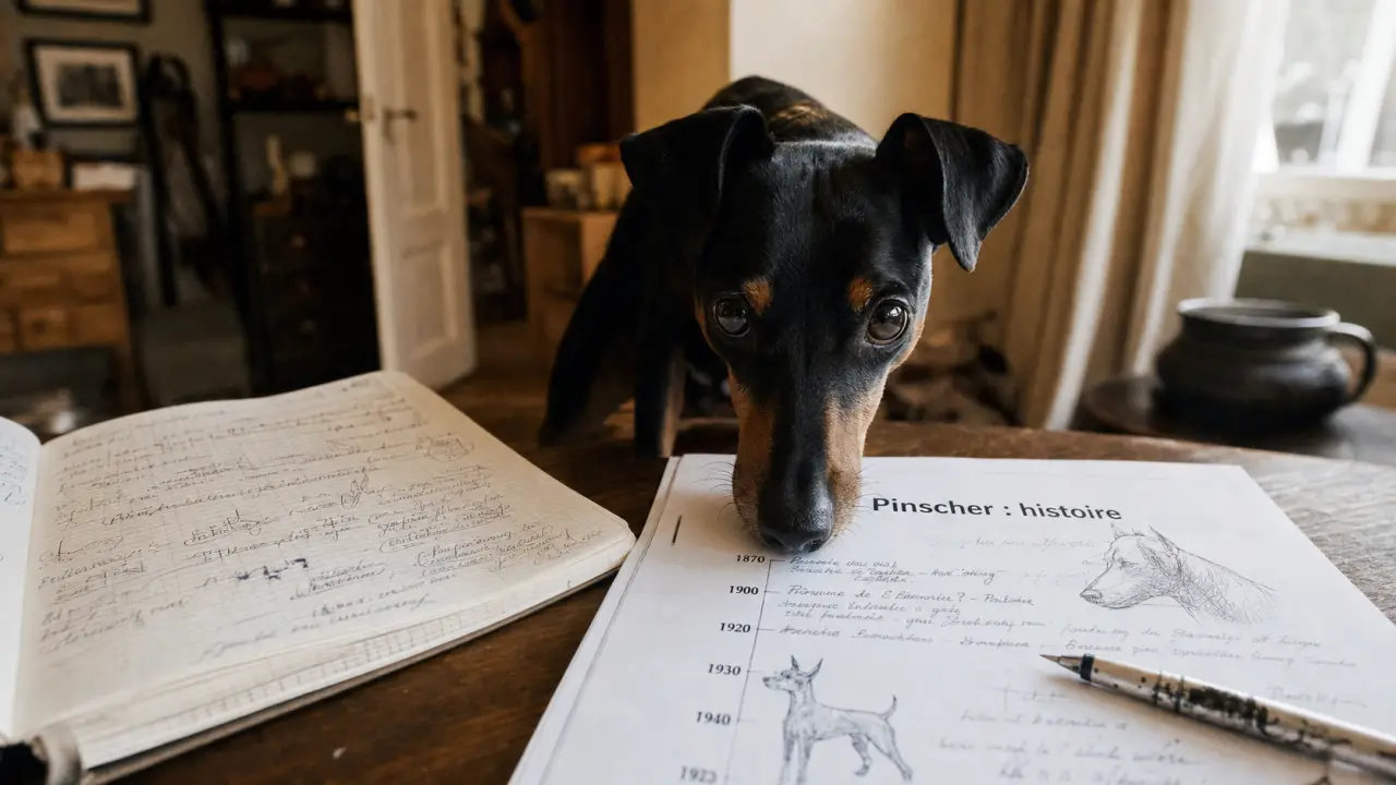 Chien pinscher noir et feu, carnet sur l’histoire des chiens pinscher