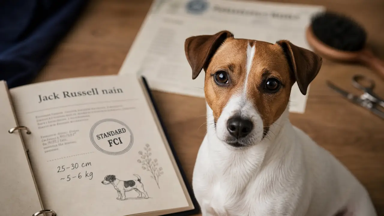 Jack Russel nain, fiche standard FCI, mensurations 25-30 cm, ~5-6 kg