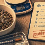 Alimentation chien diabétique : gamelle, fibres et seringue d’insuline