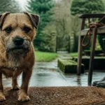 Border terrier rouge froment, tête de loutre, énergie au travail