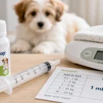 Dronstop chiot : flacon de vermifuge, dose au poids et précautions avant administration