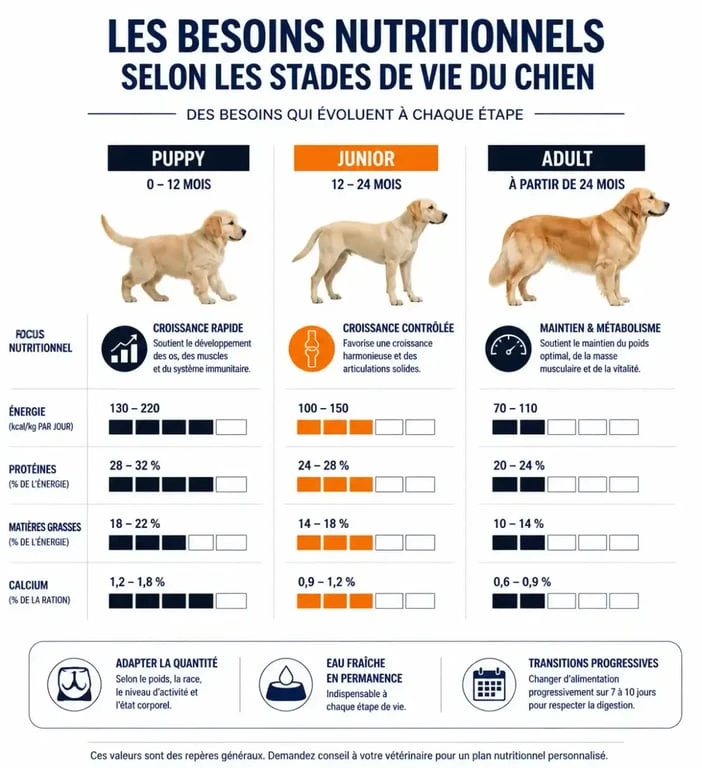 Segmentation des croquettes Carnilove pour chien selon l'âge et le stade de vie