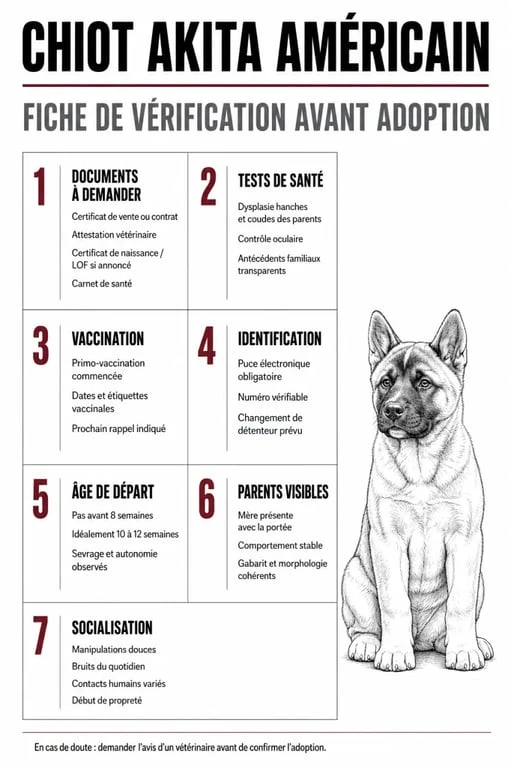 Chiot Akita américain : documents et vérifications avant réservation