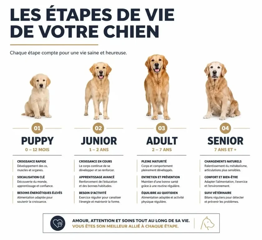 Segmentation des croquettes chien Happy Dog par étape de vie