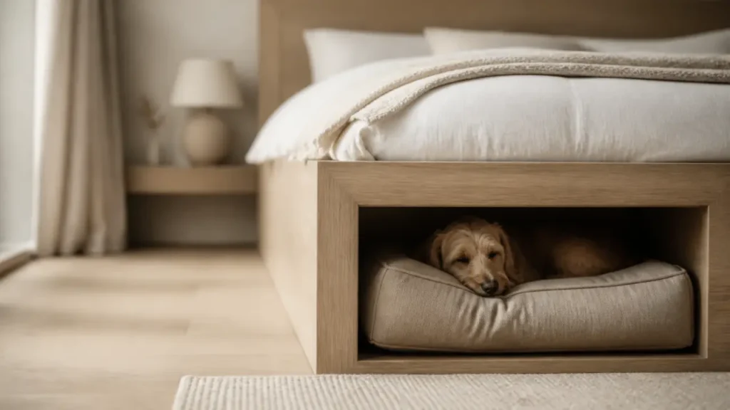 Lit avec niche pour chien : la solution 2-en-1 qui libère la chambre et garde le chien près du lit