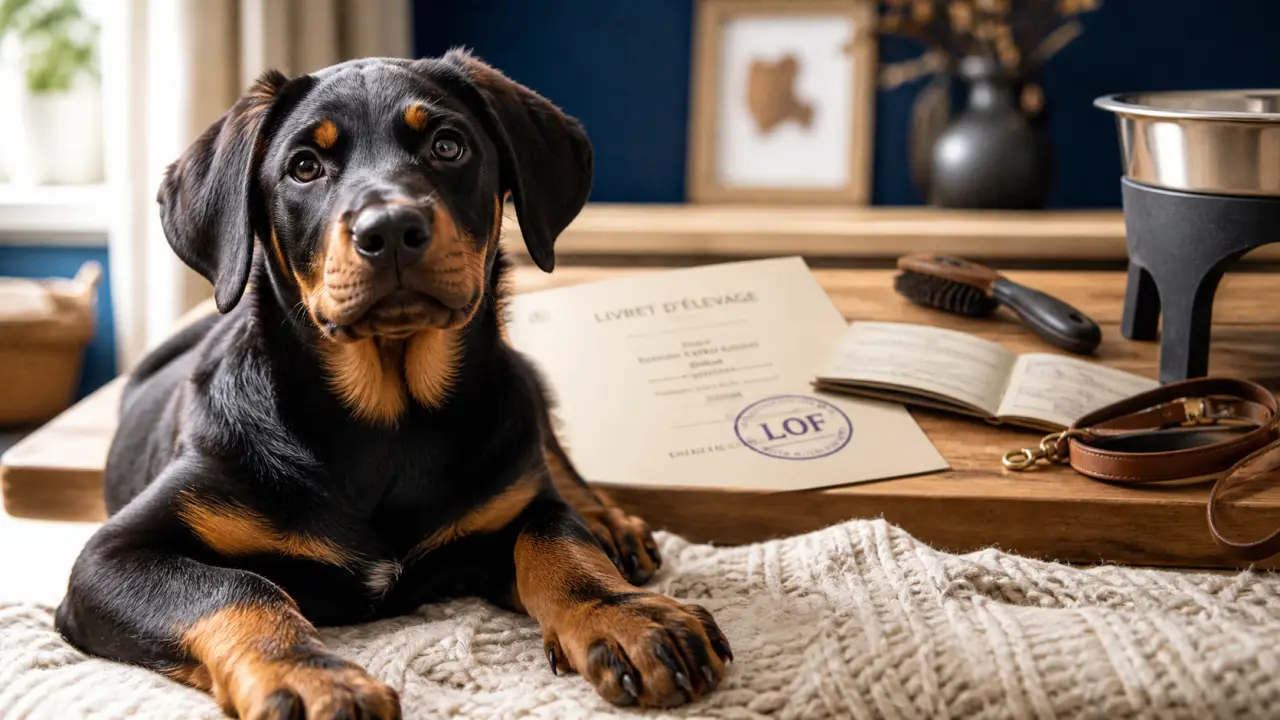Chiot beauceron noir et feu, documents LOF et éducation
