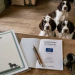 Springer spaniel chiot en élevage, passeport vétérinaire ouvert