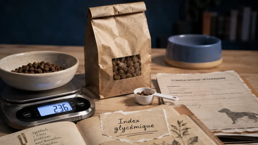 Croquettes pour chien diabétique : fibres, index glycémique et prix au kilo à comparer