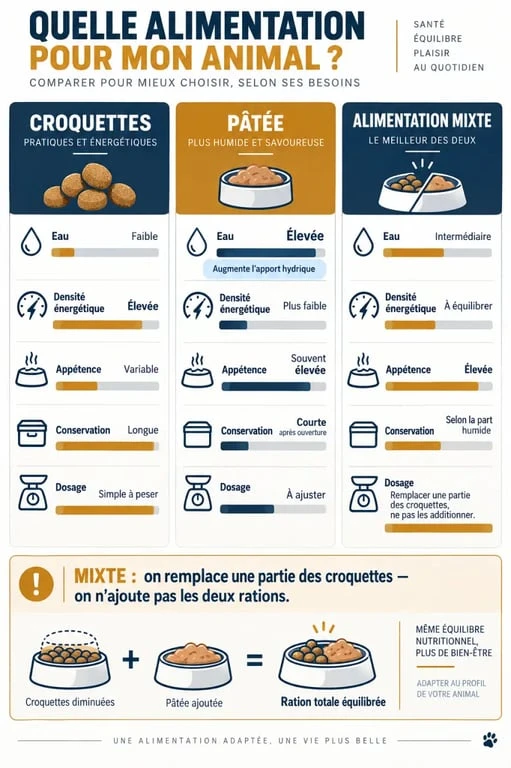Peut-on mélanger croquettes et pâtée pour chien : comparaison de l’eau, des calories et du dosage