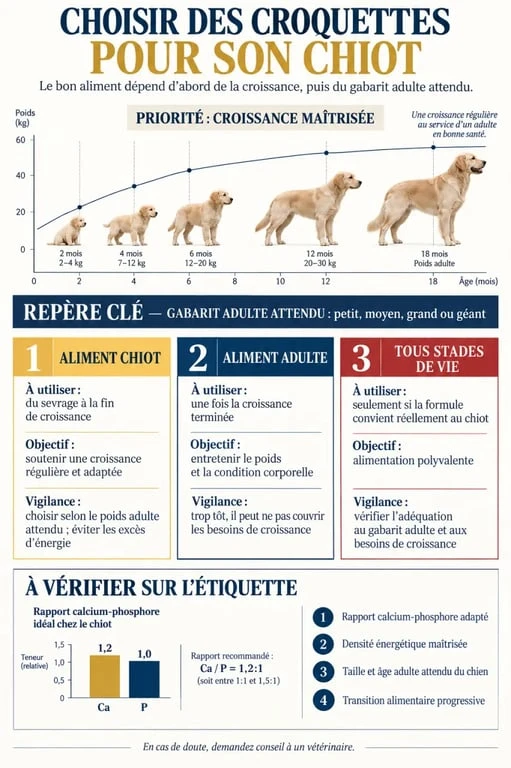 Croquette chiot : comparaison des formules chiot, adulte et tous stades de vie