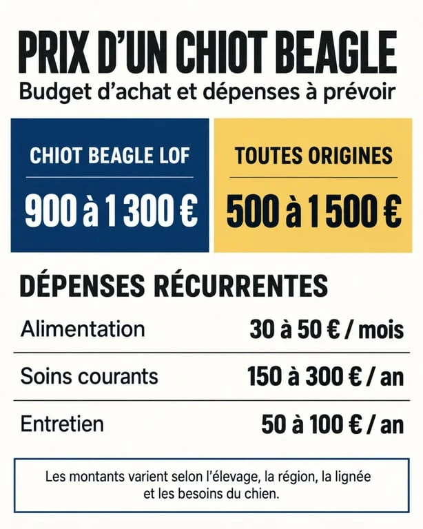 Beagle chiot prix et budget d’achat, de santé et d’entretien
