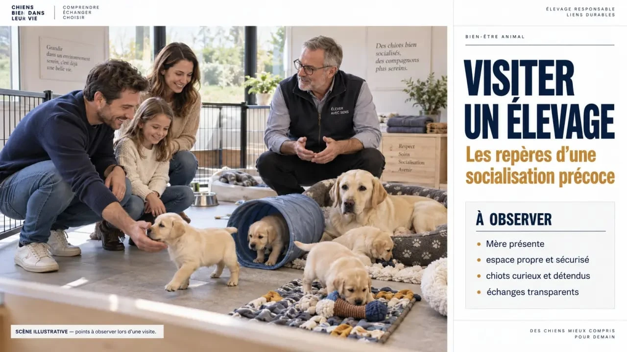 Visite d’un élevage et socialisation d’une portée de chiots Labrador