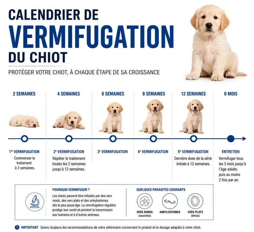 Calendrier de vermifugation pour chiot : fréquence et étapes clés