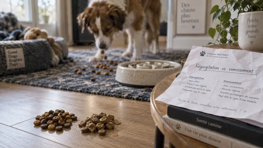 Mon chien vomit ses croquettes : les signes qui exigent un avis vétérinaire
