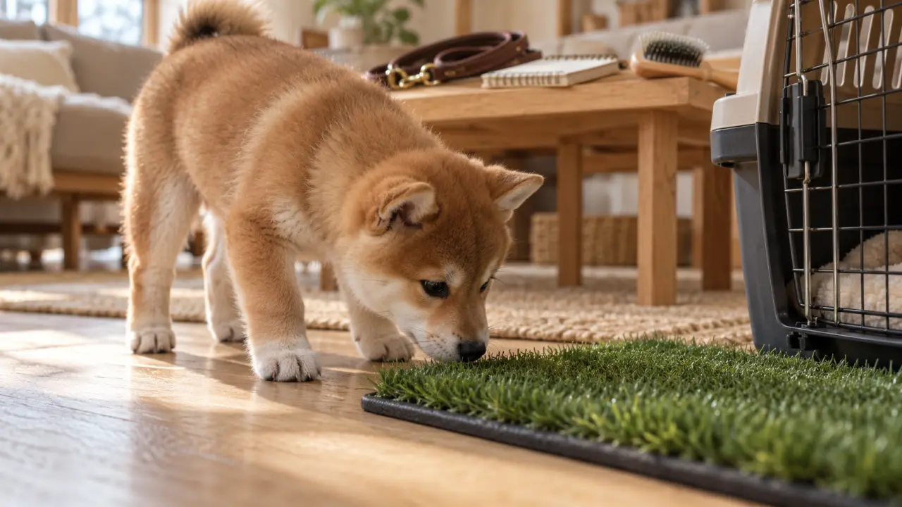 Shiba inu chiot renifle, éducation et caractère têtu